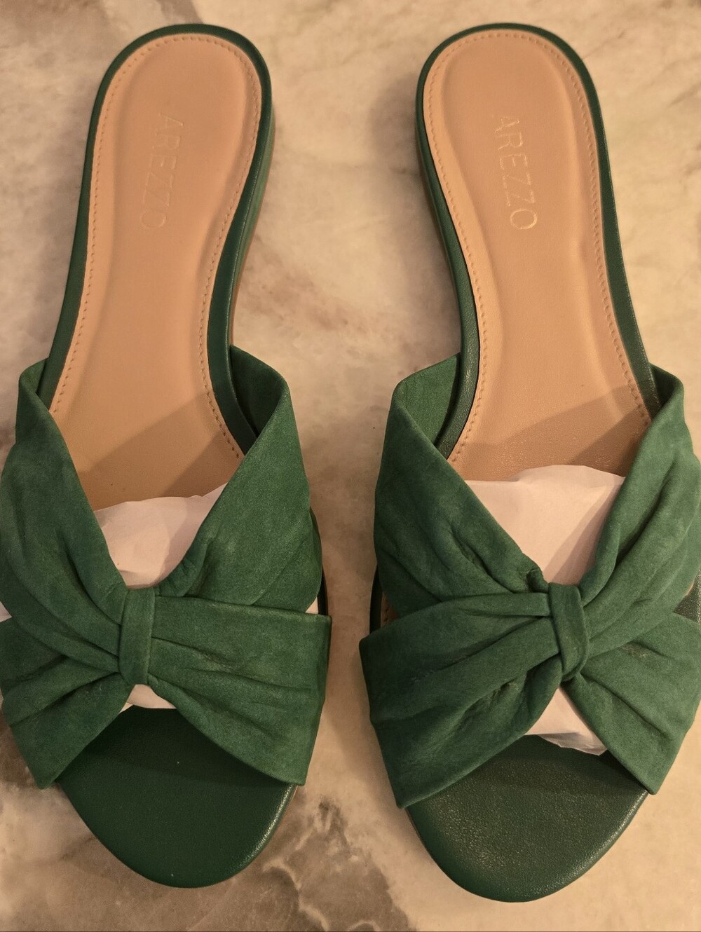 Arezzo Emerald Knotted Slide Mules for Women